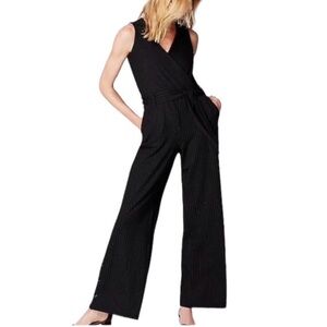 J. Jill Black Pinstripe Sleeveless Jumpsuit